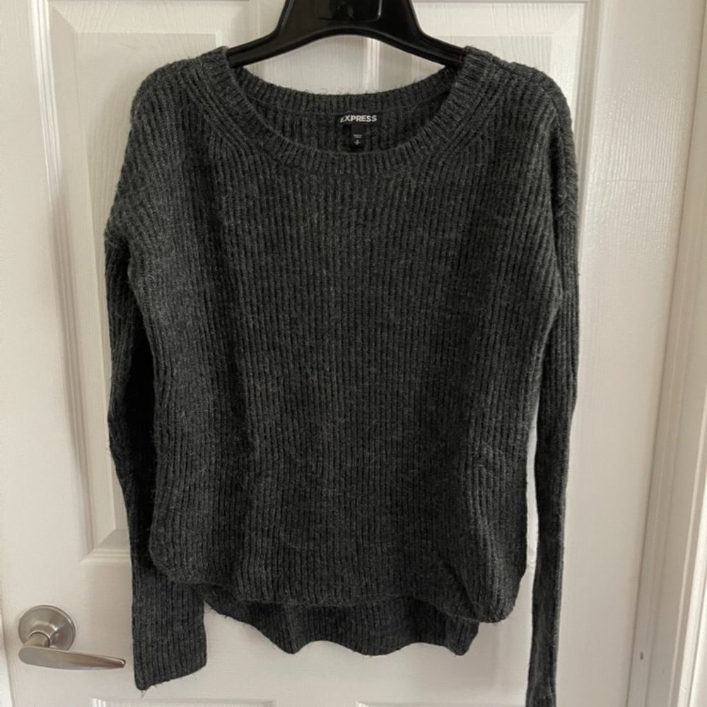 Express Dark Charcoal Grey Crew Neck Sweater